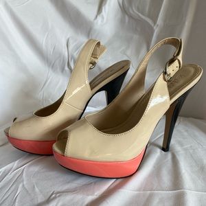 Le Château Beige/Black/Pink Platform Pumps - US 7